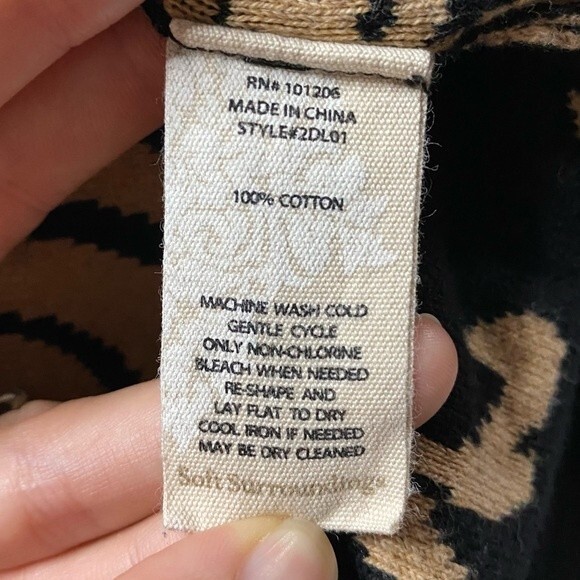 Soft Surroundings Westcourt Cardigan Sweater Tan Black 100% Cotton Size XS - Picture 7 of 9